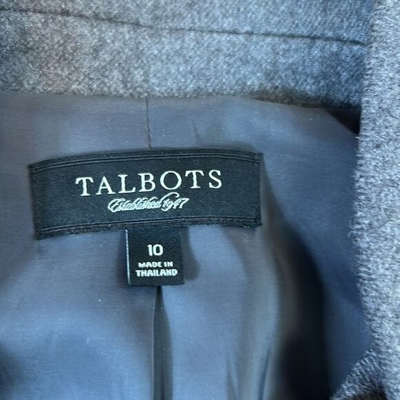 Talbots Kate fit wool pleated collar Women's Charcoal Blazer size 10 - Picture 6 of 8